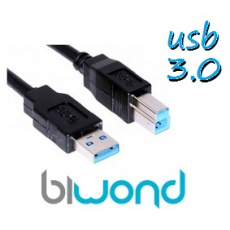 CABLE USB 3.0 - 1.8M BIWOND, TIPO A/M-B/M, NEGRO