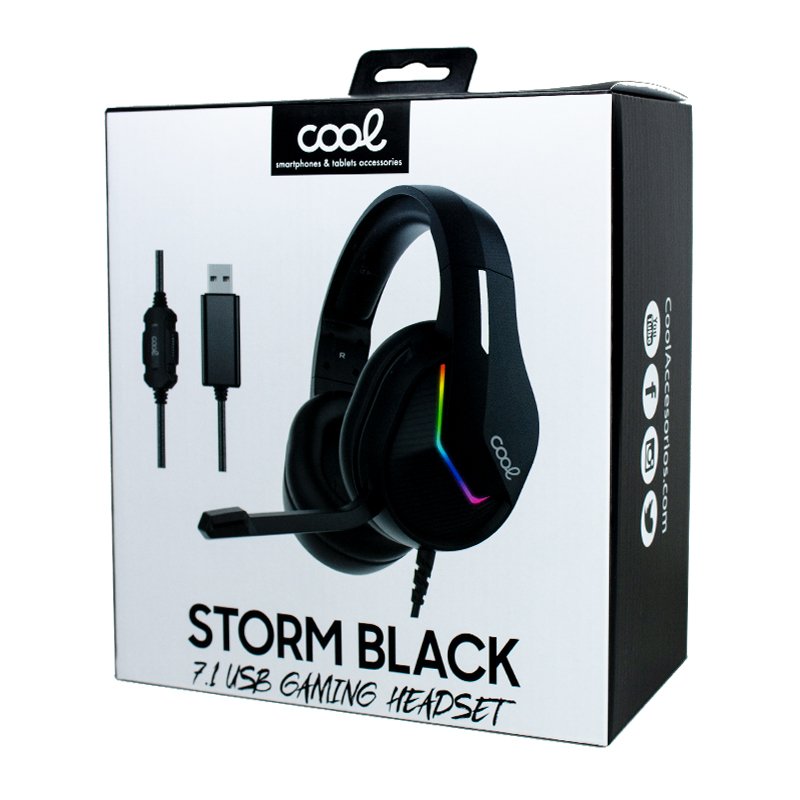 Auriculares PC / PS4 / PS5 / Xbox Gaming Iluminación COOL Storm Black USB  7.1 > Auriculares > Electro Hogar