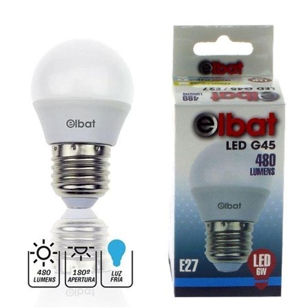 Bombilla LED G45 6W 480LM E27 Luz Fría ELBAT > Iluminacion > Bombillas LED  > Bombillas E27 > Electro Hogar
