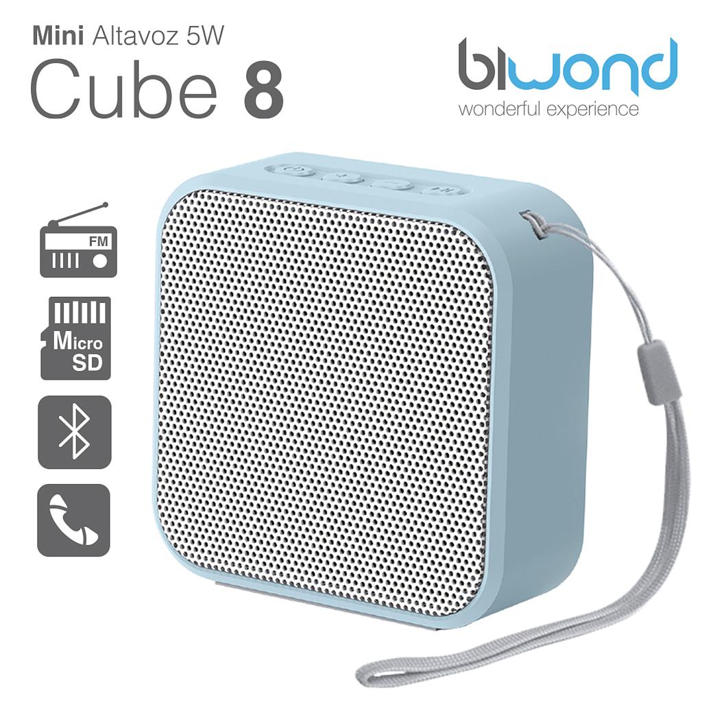Mini Altavoz Bluetooth 5W Cube 8 Azul Biwond > Altavoces > Electro Hogar