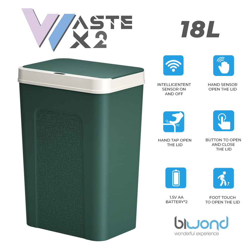 Cubo Basura Inteligente Sensor 18L WASTE X2 Verde Biwond REACONDICIONADO >  OUTLET