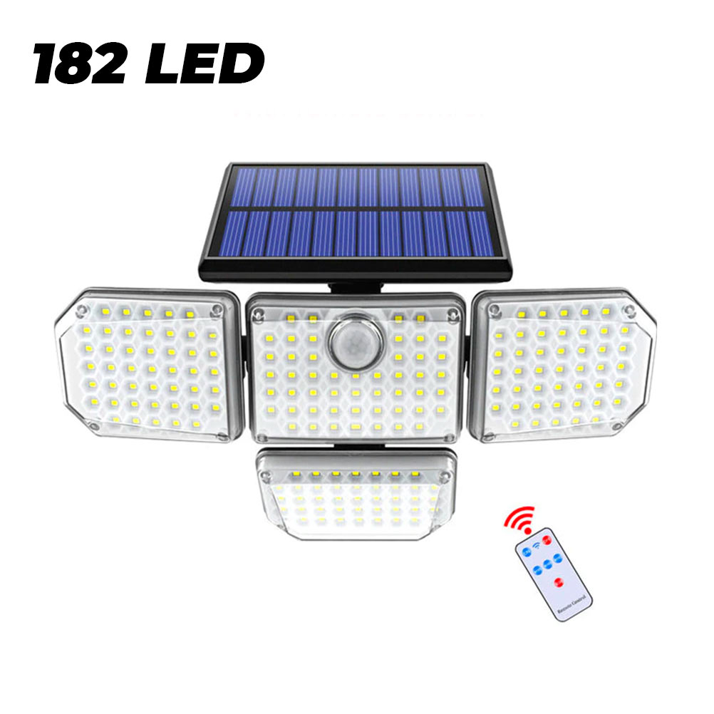 Foco Solar LED 182 Exterior + Sensor Movimiento + Control Remoto > Iluminacion Focos LED > Electro Hogar