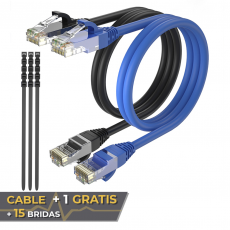 Cable + 1 GRATIS Ethernet CAT6 RJ45 24AWG 3m + 15 Bridas Max Connection