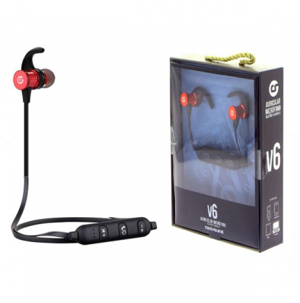 Auricular + Micro Sport V6 Bluetooth + Micro SD Rojo Coolsound