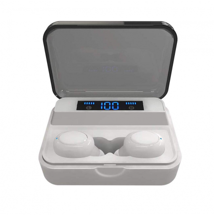 Mini Auriculares Bluetooth + Funda Carga S590-TWS Blanco
