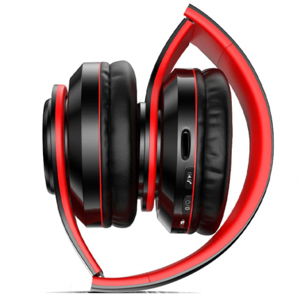 Auricular Estéreo Inalámbrico Bluetooth + Micrófono con Luces LED LedSound Rojo