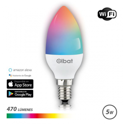Bombilla LED Smart WiFi Vela C37 E14 5W 470LM RGB
