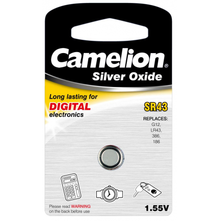 Boton Oxido plata SR43W 1.55V (1 pcs) Camelion