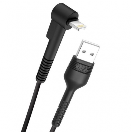 Cable NB100 Anti Rotura Acodado Lightning a USB Negro 1M XO