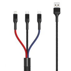 Cable NB54 Carga Rápida Cordón 3 en 1 Micro USB + Tipo C + Lightning a USB XO