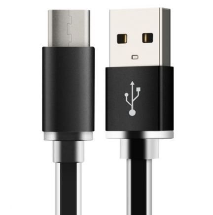 Cable plano carga USB 3.1 Tipo C Negro