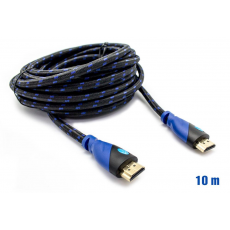 Cable HDMI Mallado v.1.4 M/M 28AWG Azul/Negro 10m BIWOND
