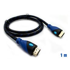 Cable HDMI Mallado v.1.4 M/M 30AWG Azul/Negro 1m BIWOND