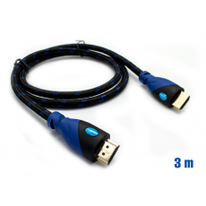 Cable HDMI Mallado v.1.4 M/M 30AWG Azul/Negro 3m BIWOND