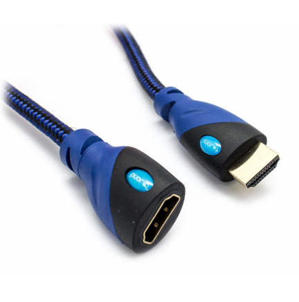 Cable HDMI Mallado v.1.4 M/H 30AWG Azul/Negro 5m BIWOND