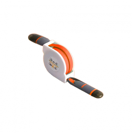 Cable Retráctil USB a Lightning+MicroUSB Naranja