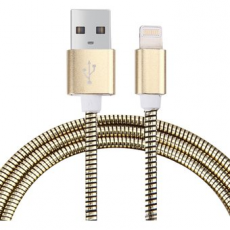 Cable USB a Lightning 8 Pines (Carga y Transferencia) Metal Oro 1m Biwond