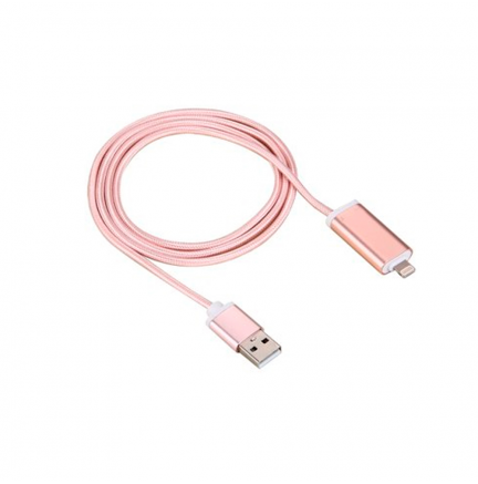 Cable USB a Lightning 8 Pines (Carga y Transferencia) Metal Rosa 1m Biwond