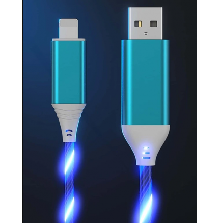 Cable USB Lightning LED Azul Biwond