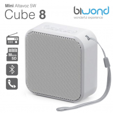 Mini Altavoz Bluetooth 5W Cube 8 Blanco Biwond