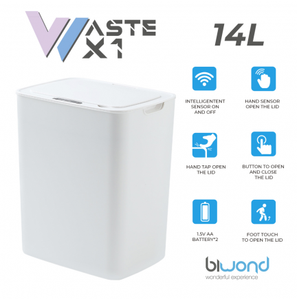 Cubo Basura Inteligente Sensor 14L WASTE X1 Blanco Biwond REACONDICIONADO