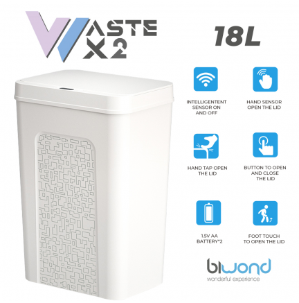 Cubo Basura Inteligente Sensor 18L WASTE X2 Blanco Biwond REACONDICIONADO