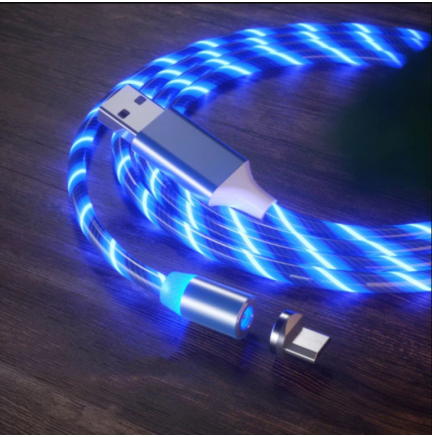 Cable Magnético USB 2.0 Micro USB LED Azul Biwond