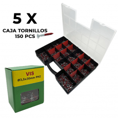 Maletín Clasificador Herramientas + 5 Cajas Tornillos  3,5 x 30mm PH2