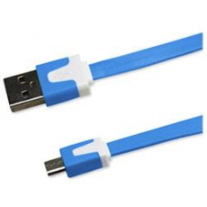 Cable Plano Micro USB 1m Azul