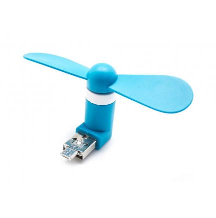 Mini Ventilador 2 en 1 USB+MicroUSB Universal Azul