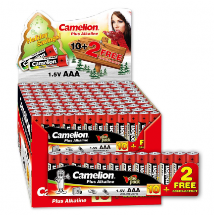 Pack 20x Plus Alcalina AAA LR03 1.5V (20 packs * 10 pilas + 2 Gratis) Camelion