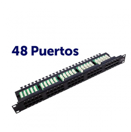 Panel de Parcheo 48 Puertos Krone UTP CAT6 Enracable 19” en 1U Negro CROMAD