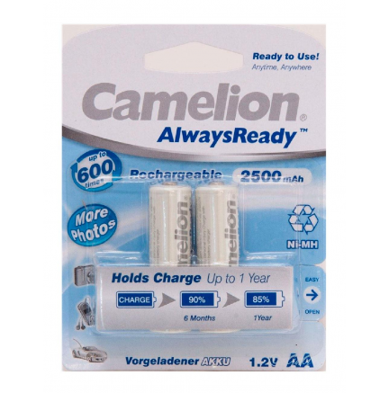 Recargable "Always Ready" AA 2500mAh (2 pcs) Camelion