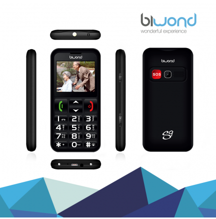 Teléfono Biwond S9 Dual SIM SeniorPhone Negro + Estación Carga