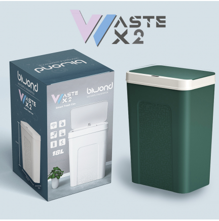 Cubo Basura Inteligente Sensor 18L WASTE X2 Verde Biwond
