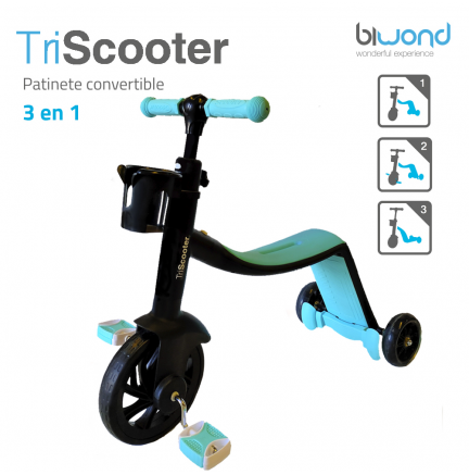 Patinete 3 en 1 TriScooter Azul Biwond