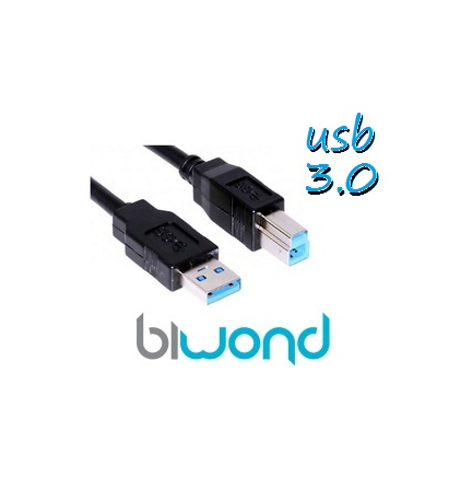 CABLE USB 3.0 - 1.8M BIWOND, TIPO A/M-B/M, NEGRO
