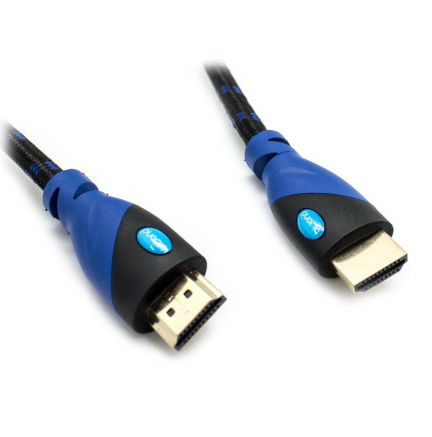 Cable HDMI Mallado v.1.4 M/M 26AWG Azul/Negro 15m BIWOND