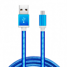 Cable USB a Micro USB 5 Pines (Carga y Transferencia) Metal Azul 1m Biwond