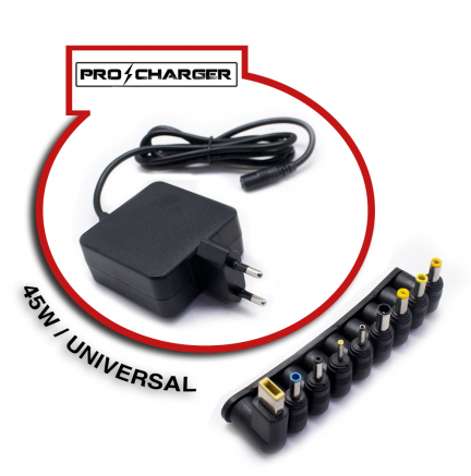 Cargador Automatico Ultrabook 45W Universal (9 Conectores) Pro Charger