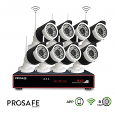 Kit Seguridad Grabador Vídeo Inalámbrico 8 Cámaras 8CH WIFI NVR ProSafe