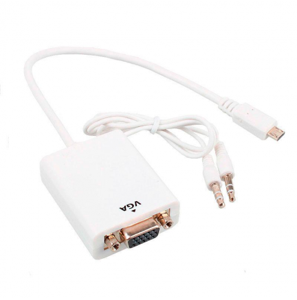 Conversor Mini HDMI a SVGA+Audio C/M-SVGA/H+3.5/H Blanco